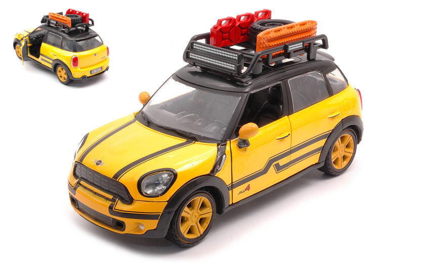 Motormax - MINI COOPER S COUNTRYMAN WITH ROOF RACK YELLOW/BLACK 1:24 - Cod. MTM79752