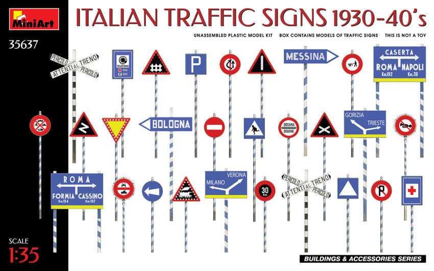 Miniart - ITALIAN TRAFFIC SIGNS 1930-40s KIT 1:35 - Cod. MIN35637