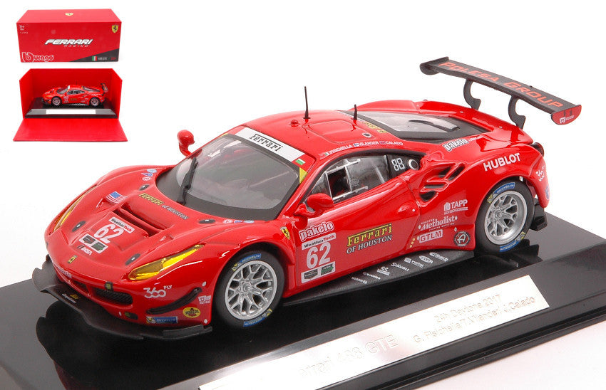 Burago - FERRARI 488 GTE V8 TEAM RISI N.62 24h DAYT.2017 VIL.-FISICH.-CALADO 1:43 - Cod. BU36301