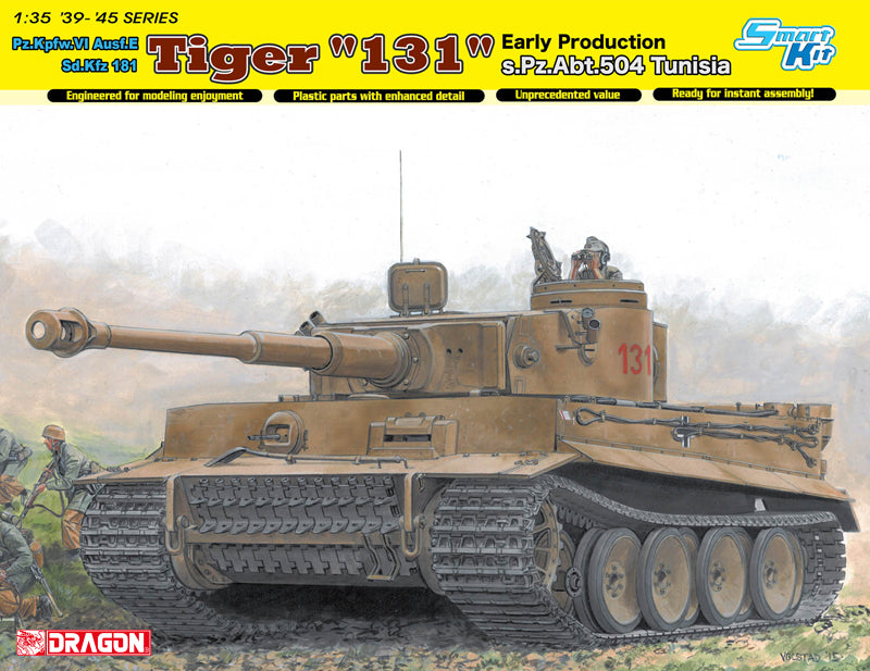 Dragon - TIGER I 131 EARLY PRODUCTION S.PZ.ABT.504 TUNISIA KIT 1:35 - Cod. D6820