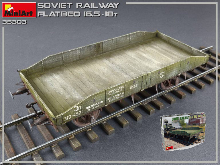 Miniart - SOVIET RAILWAY FLATBED 16.5-18 t KIT 1:35 - Cod. MIN35303