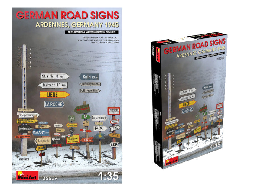 Miniart - GERMAN ROAD SIGNS WW2 ARDENNES-GERMANY 1945 KIT 1:35 - Cod. MIN35609