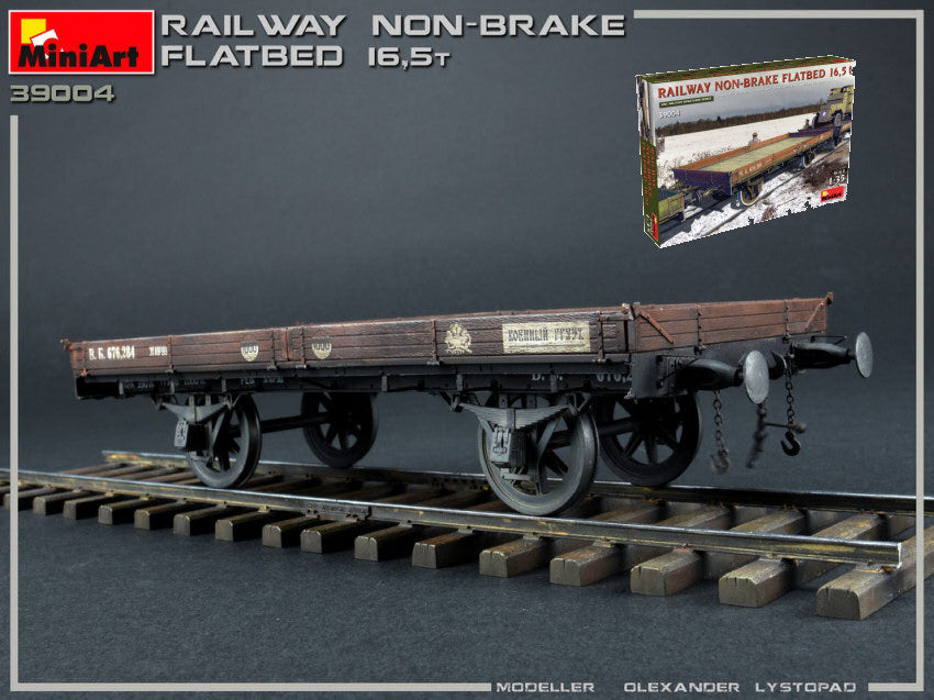 Miniart - RAILWAY NON-BRAKE FLATBED 16.5 t KIT 1:35 - Cod. MIN39004