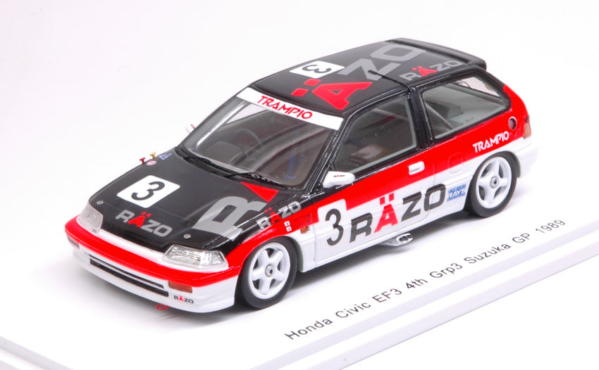 Spark Model - HONDA CIVIC EF3 N.3 4th SUZUKA GP 3 1989 N.HATTORI-T.TSUTSUMI 1:43 - Cod. S5457