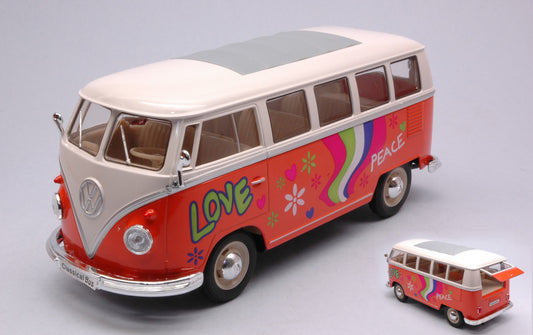 Welly - VW T1 BUS ORANGE/WHITE FLOWER POWER 1:24 - Cod. WE22095A1