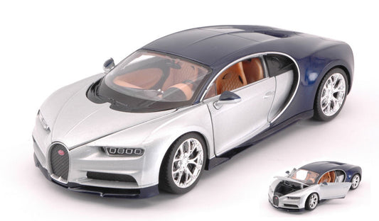 Welly - BUGATTI CHIRON 2017 SILBER/BLUE 1:24-27 - Cod. WE24077SB