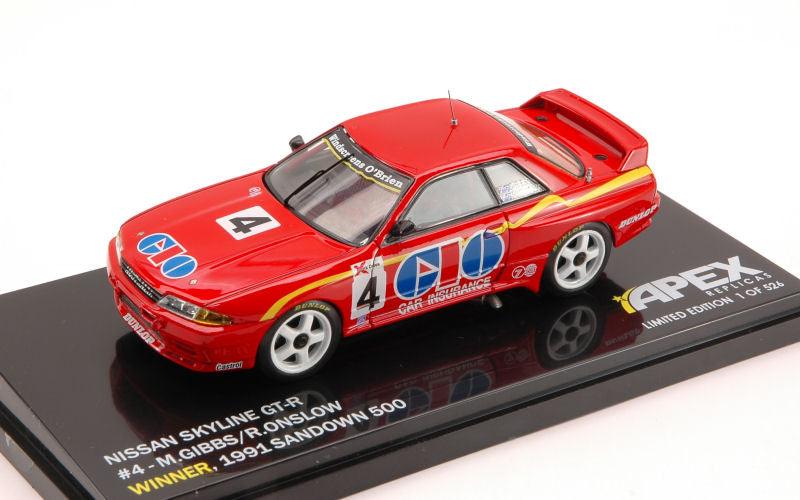 Apex Replicas - NISSAN SKYLINE GT-R N.4 WINNER SANDOWN 500 1991 1:43 - Cod. AR108