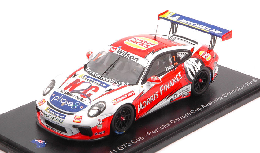 Spark Model - PORSCHE 911 GT3 N.7 CARRERA CUP AUSTRALIA CHAMPION J.EVANS 1:43 - Cod. AS032