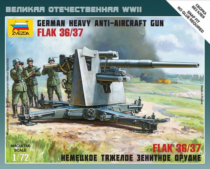 Zvezda - GERMAN 88 MM FLAK 36 KIT 1:72 - Cod. Z6158