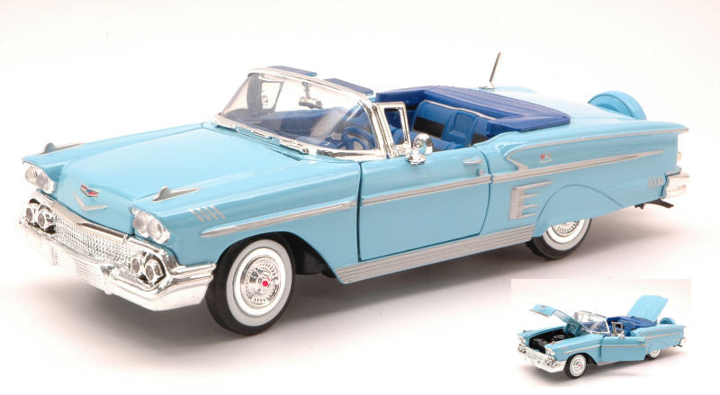 Motormax - CHEVROLET IMPALA 1958 LIGHT BLUE 1:24 - Cod. MTM73267LB