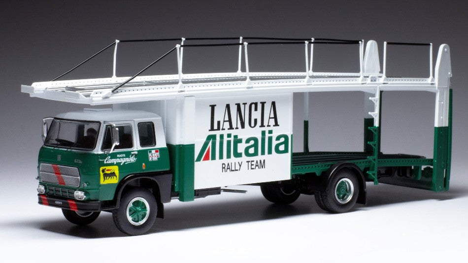 Ixo Model - FIAT 673 RACING LANCIA ALITALIA TRANSPORTER 1976 GREEN/WHITE REPROD.1:43 - Cod. TRU038