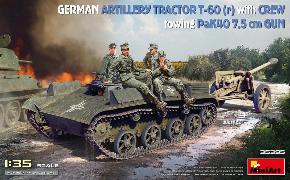 Miniart - GERMAN ARTILLERY TRACTOR T-60 (r) W/PAK40 GUN & CREW KIT 1:35 - Cod. MIN35395