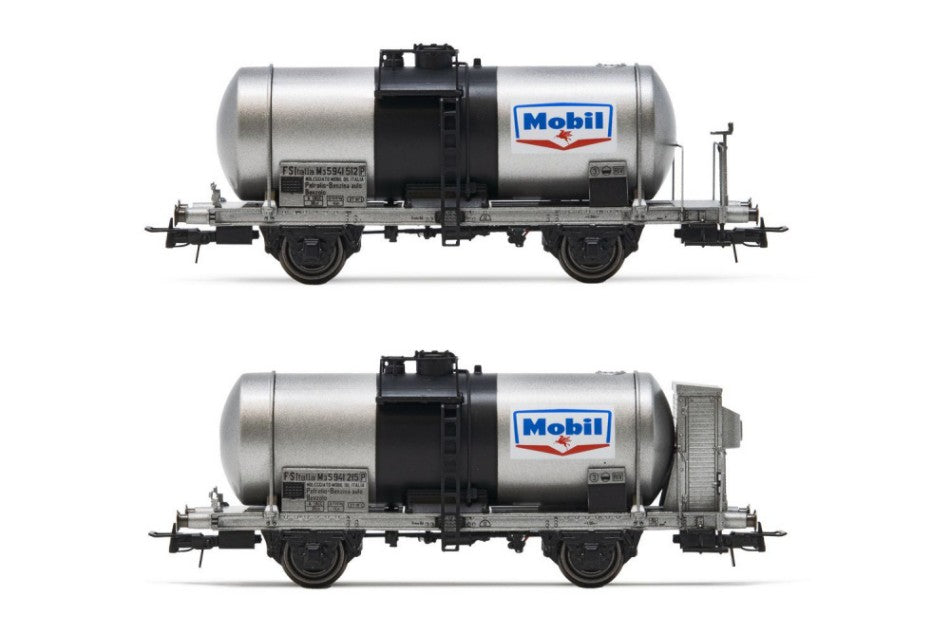 Rivarossi - FS 2-UNIT SET TANK 2-axle WAGONS, big tank MOBIL EP.III 1:87 - Cod. HR6607