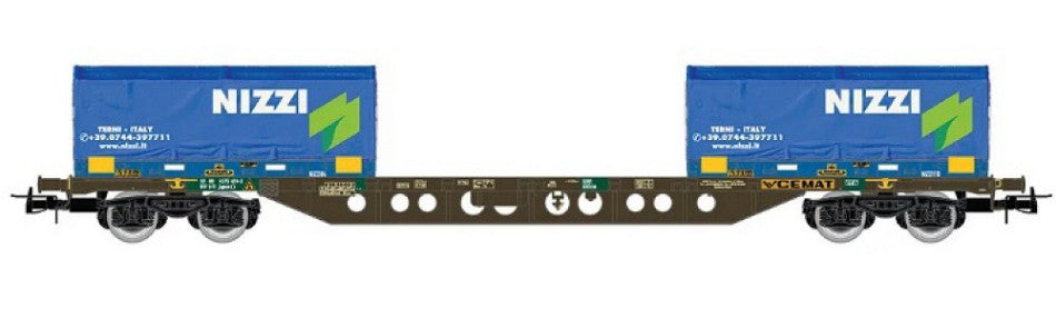 Rivarossi - FS 4 ASSI CONTAINER WAGON "NIZZI" EP.V-VI 1:87 - Cod. HR6615