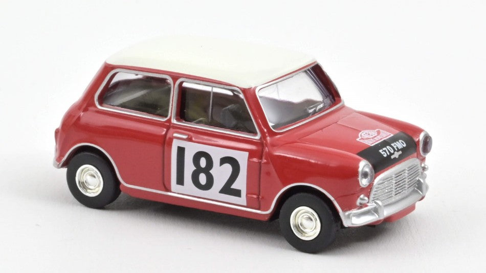 Norev - MINI COOPER S 1964 TARTAN RED WITH RACING NUMBER 182 1:54 - Cod. NV310522