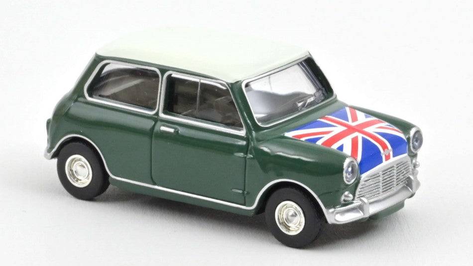 Norev - MINI COOPER S 1964 ALMOND GREEN AND FLAG ON BONNET 1:54 - Cod. NV310524