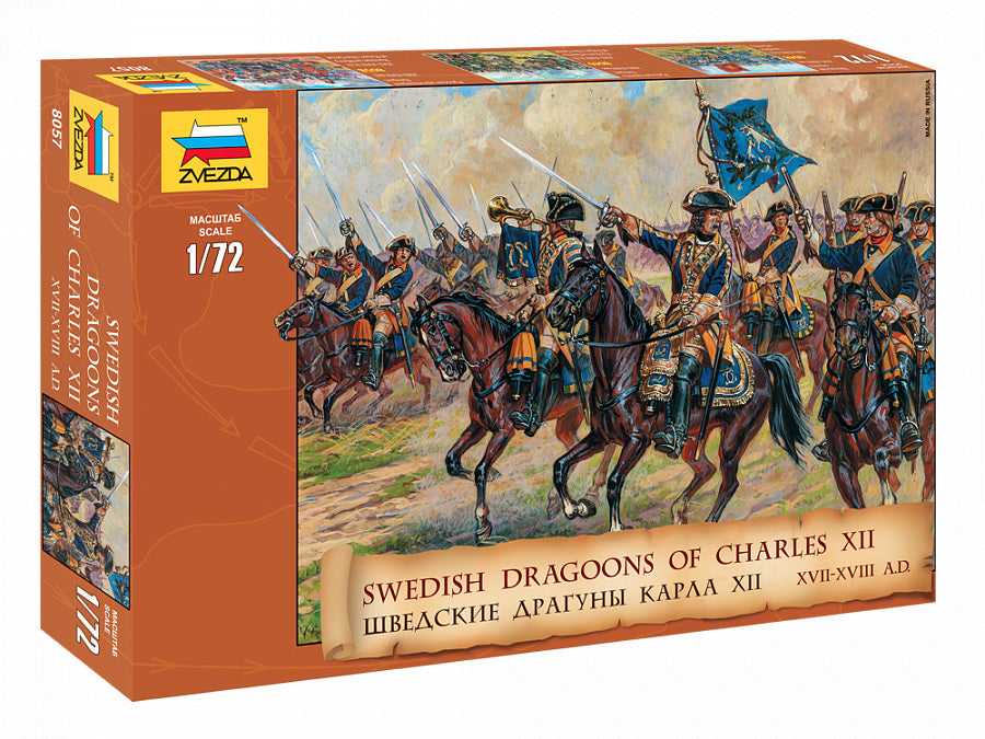 Zvezda - SWEDISH DRAGOONS CHARLES XII 1Tth-18th CENTURY KIT 1:72 - Cod. Z8057