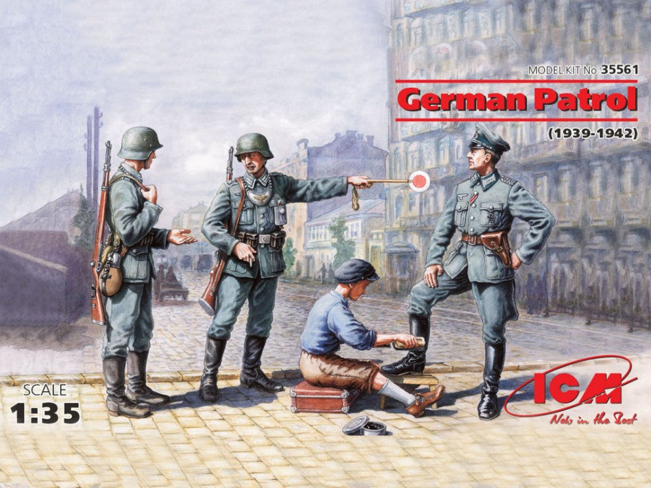Icm - GERMAN PATROL 1939-1942 1 OFFICER + 2 SOLDIERS + 1 CIVILIAN KIT 1:35 - Cod. ICM35561