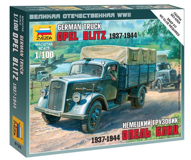 Zvezda - OPEL BLITZ 3T GERMAN CARGO TRUCK 1937-1944 KIT 1:100 - Cod. Z6126