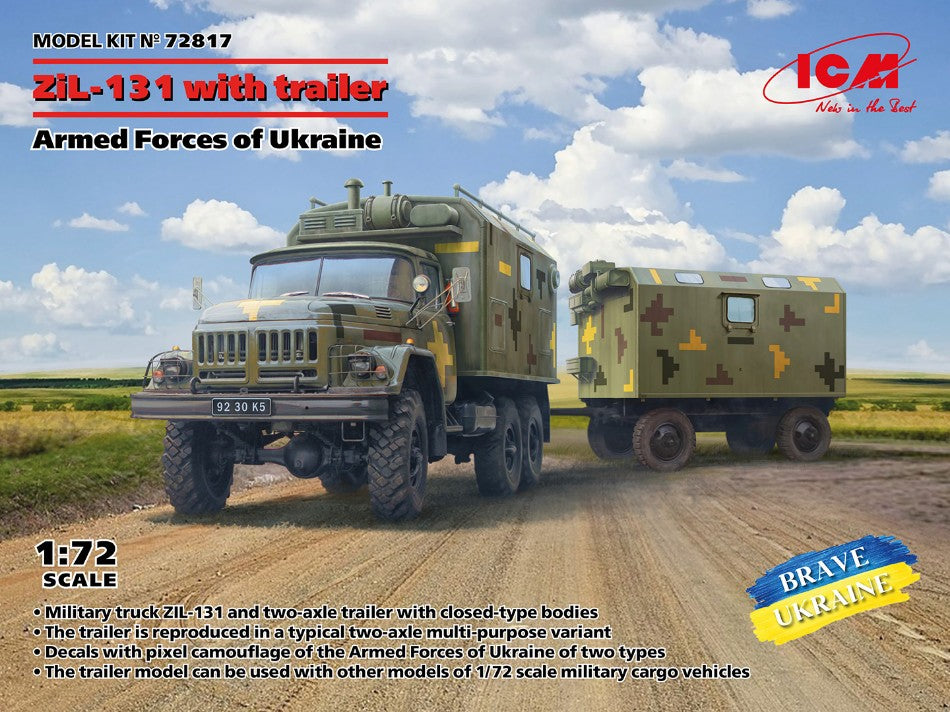 Icm - ZIL-131 TRUCK WITH TRAILER ARMED FORCES OF UKRAINE KIT 1:72 - Cod. ICM72817