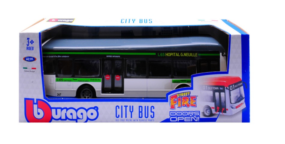Burago - CITY BUS L65 HOSPITAL G.NEUVILLE cm 19 - Cod. BU32102GW