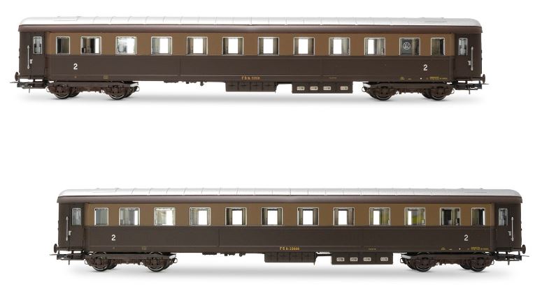 Rivarossi - FS 2 CARROZZE 1 2a CLASSE C/SCOMPART.RISTORO 1 2a CLASSE EP.III-IV 1:87 - Cod. HR4367