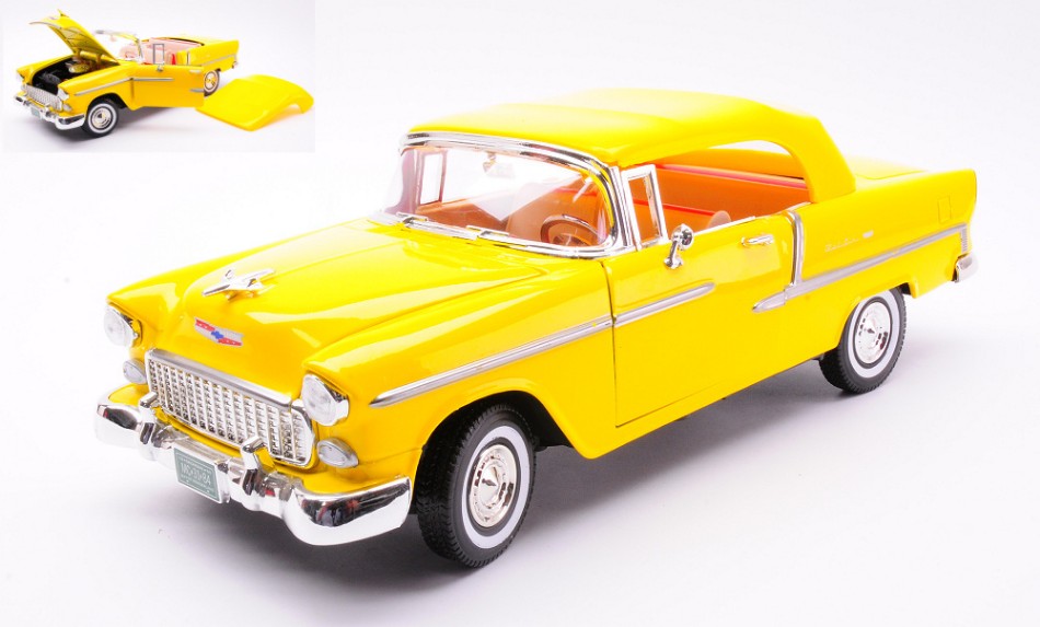 Motormax - CHEVROLET BEL AIR CONVERTIBLE 1955 YELLOW 1:18 - Cod. MTM73184Y