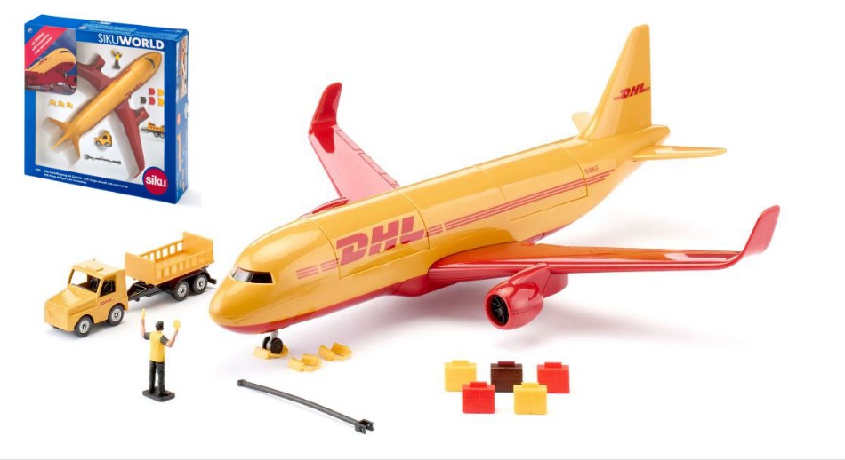 Siku - DHL CARGO AIRCRAFT WITH ACCESSORIES BOX cm 39x38 - Cod. SK1702