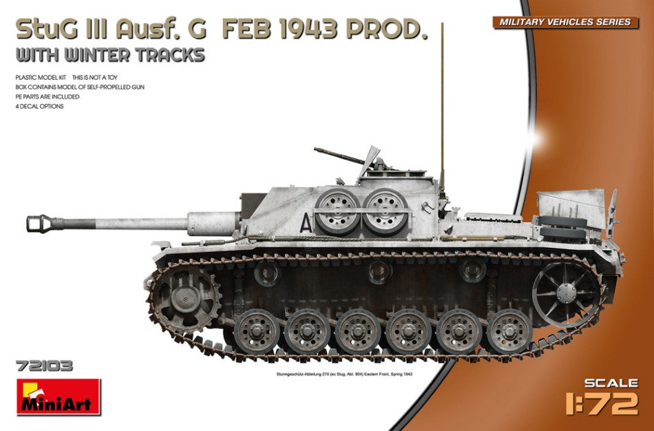 Miniart - STUG III AUSF. G FEB 1943 PROD.W/WINTER TRACKS KIT 1:72 - Cod. MIN72103