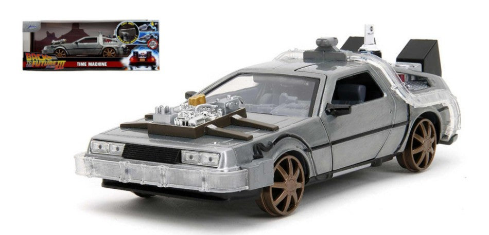 Jada Toys - DE LOREAN "BACK TO THE FUTURE III" RAILROAD WHEELS W/LIGHTS TRY ME 1:24 - Cod. JADA253255073