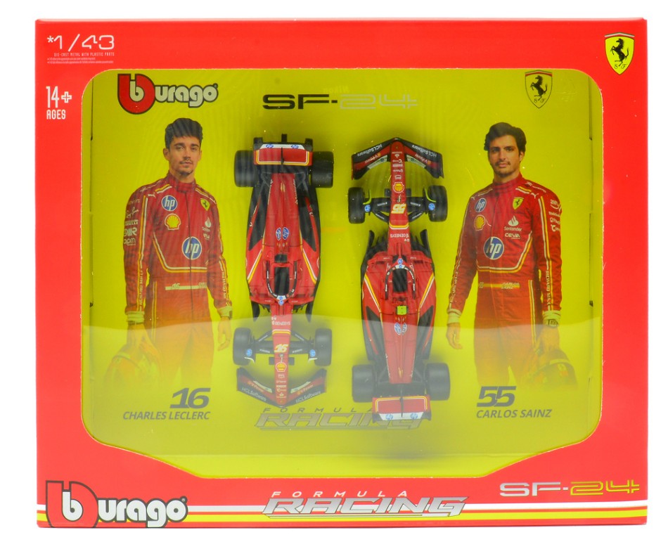 Burago - SET SCUDERIA FERRARI 2024 SF-24 N.16 + SF-24 N.55 1:43 - Cod. BU36856