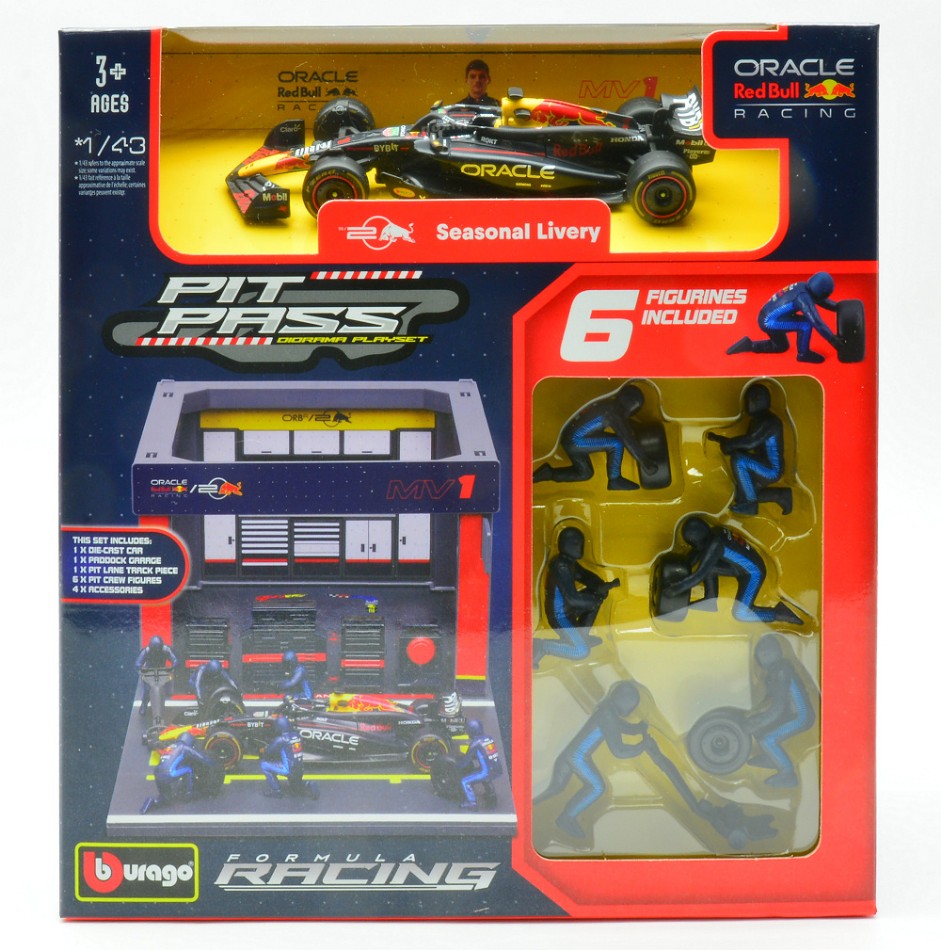Burago - PIT STOP SET RED BULL RB19 N.1 MAX VERSTAPPEN 2023 1:43 - Cod. BU38453V