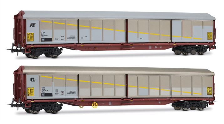 Rivarossi - FS 2-UNIT PACK HABILS CLOSED WAGONS SILVER/BROWN LIVERY EP.V 1:87 - Cod. HR6673