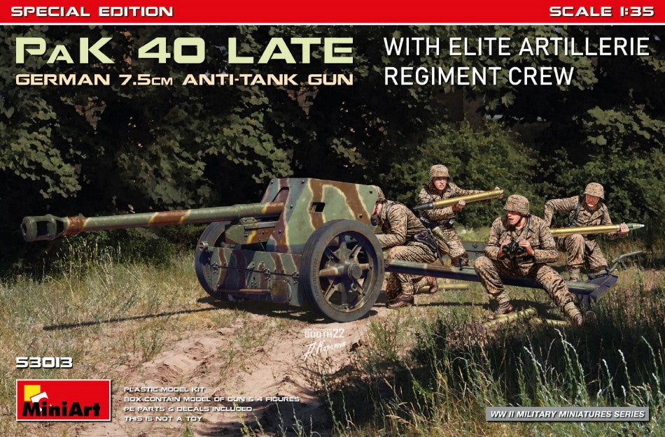 Miniart - GERMAN 7,5 cm PaK 40 LATE w/Elite Artillerie Regiment Crew Spec KIT 1:35 - Cod. MIN53013