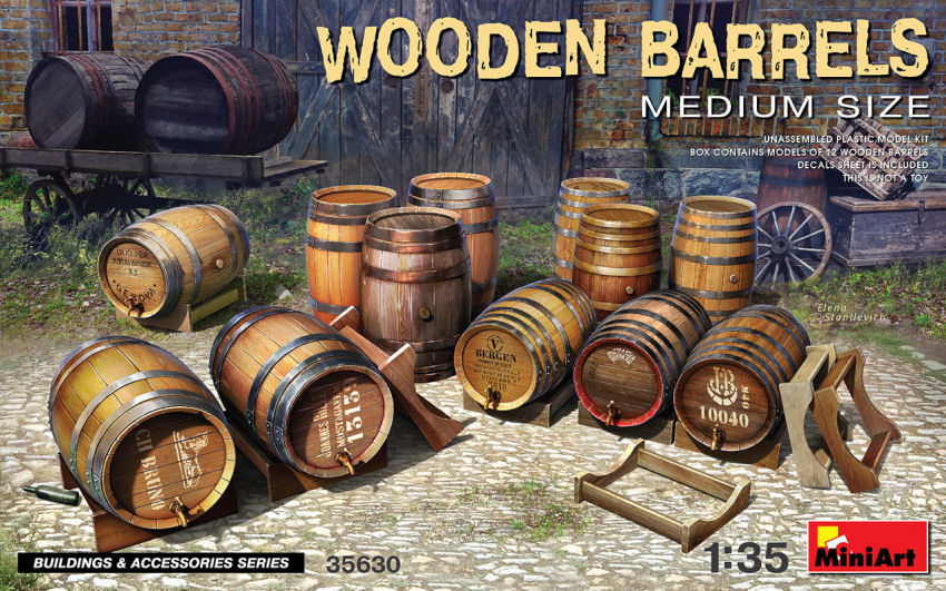 Miniart - WOODEN BARRELS MEDIUM SIZE KIT 1:35 - Cod. MIN35630