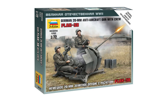 Zvezda - GERMAN 2 cm FLAK 38 W/CREW KIT 1:72 - Cod. Z6117
