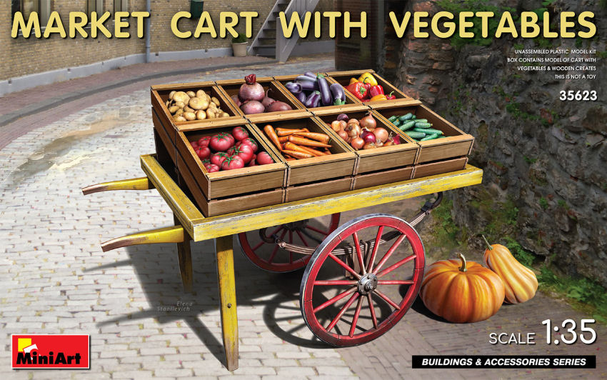 Miniart - MARKET CART WITH VEGETABLES KIT 1:35 - Cod. MIN35623