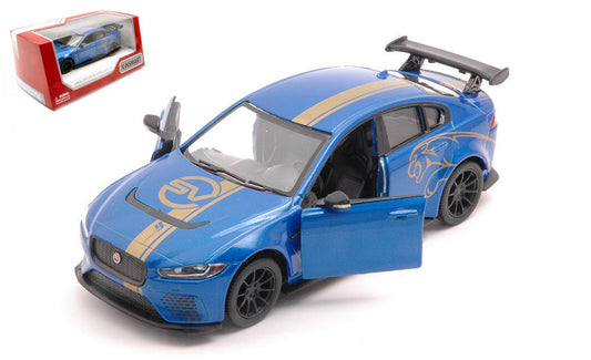 Kinsmart - JAGUAR XE SV PROJECT 8 BLUE WITH GRAPHICS BOX cm 12 - Cod. KT5416WFB