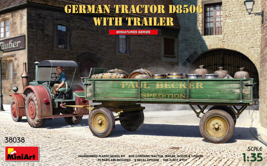 Miniart - GERMAN TRACTOR D8506 WITH TRAILER KIT 1:35 - Cod. MIN38038