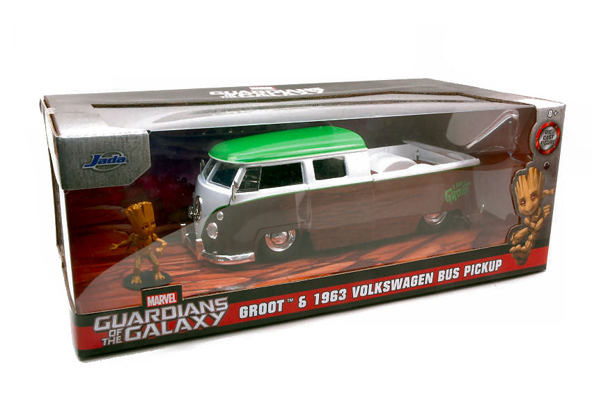 Jada Toys - VW BUS PICK UP GUARDIANS OF THE GALAXY BROWN/WHITE 1963 W/GROOT 1:24 - Cod. JADA31202