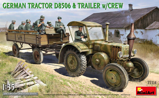 Miniart - GERMAN TRACTOR D8506 WITH TRAILER & CREW KIT 1:35 - Cod. MIN35314