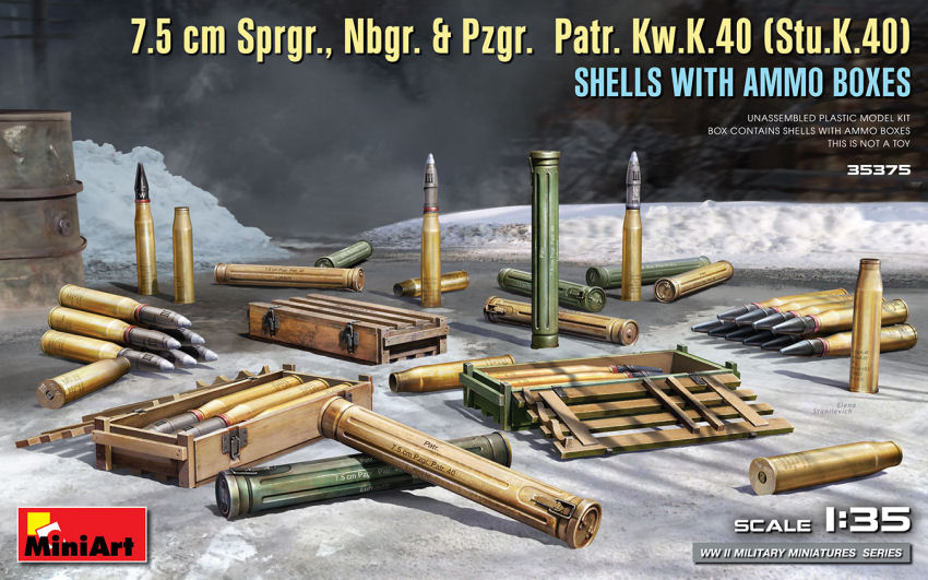 Miniart - Kw.K.40 SHELLS WITH AMMO BOXES KIT 1:35 - Cod. MIN35375