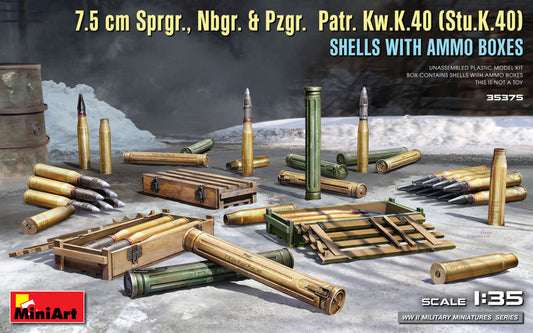 Miniart - Kw.K.40 SHELLS WITH AMMO BOXES KIT 1:35 - Cod. MIN35375