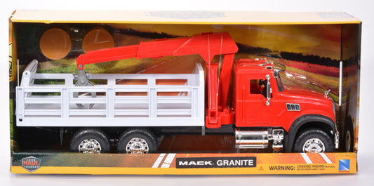 New Ray - MACK GRANITE TRUCKFARM RED TRAILER WHITE PLASTICA 1:18 - Cod. NY17116