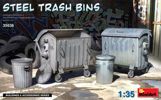 Miniart - STEEL TRASH BINS KIT 1:35 - Cod. MIN35636