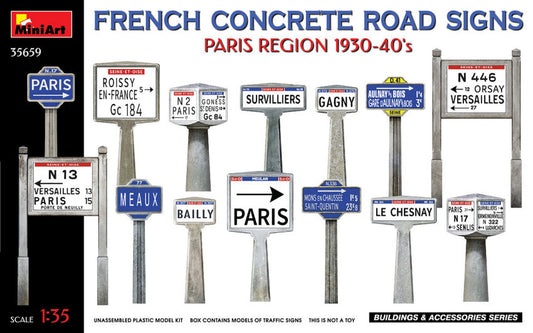 Miniart - FRENCH CONCRETE ROAD SIGNS 1930-40s PARIS REGION KIT 1:35 - Cod. MIN35659