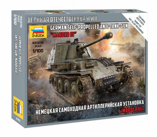 Zvezda - GERMAN TANK DESTROYER MARDER III KIT 1:100 - Cod. Z6282