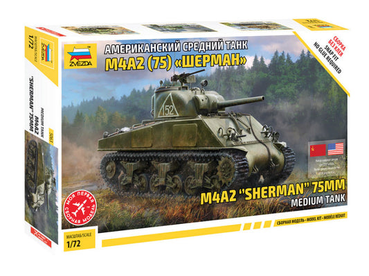 Zvezda - M4 A2 (75 mm) SHERMAN MEDIUM TANK KIT 1:72 - Cod. Z5063