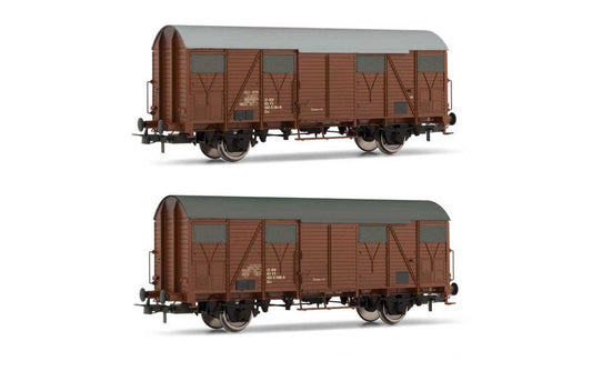 Rivarossi - FS 2 UNITA' DI CARRI CHIUSI Ghs C/BASSI A EPOCA IV-V 1:87 - Cod. HR6507