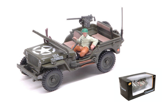 Cararama - JEEP 1/4 Ton.C/MITRAGLIA E FIGURA 1:43 - Cod. CA4-90141